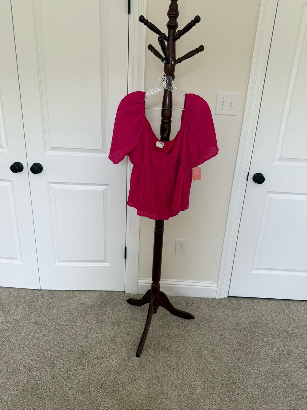 ARULA button up Blouse in Fuchsia Pink